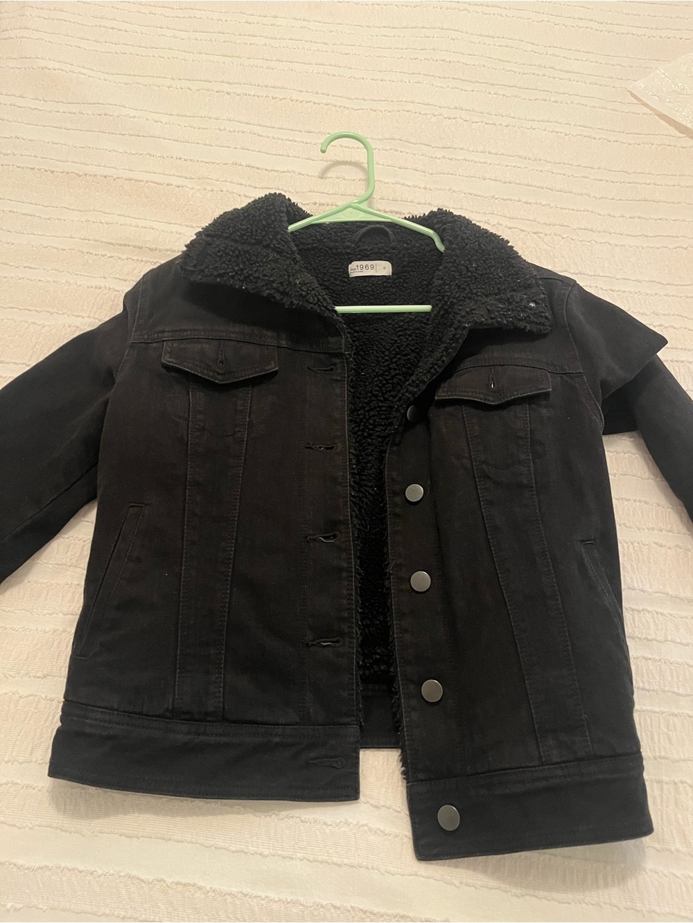 GAP Black Sherpa-Lined Denim Jacket